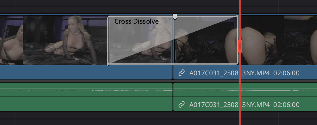 A Cross Dissolve between two trimmed clips
